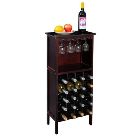 Burgundy Wooden Wine Cabinet Bottle Rack for 20