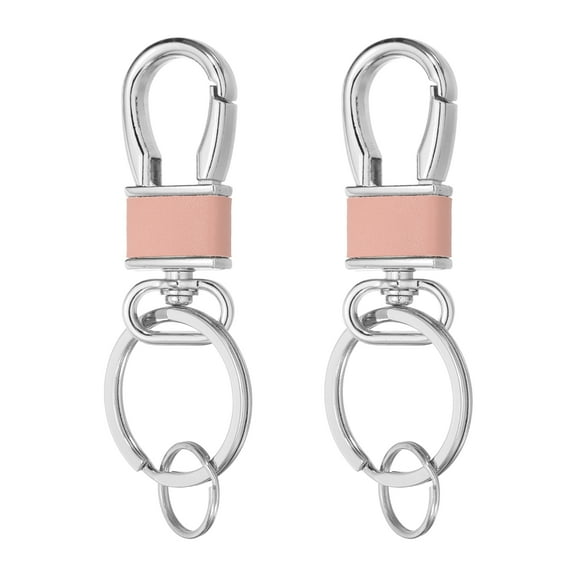 2 Pcs Metal Keychain Key Clip Hook, Key Ring Holder Organizer Swivel Clasp Keyring Leather Key Chain Clips Buckle for Car Accessories Bag Wallet, Dark Purple/Pink