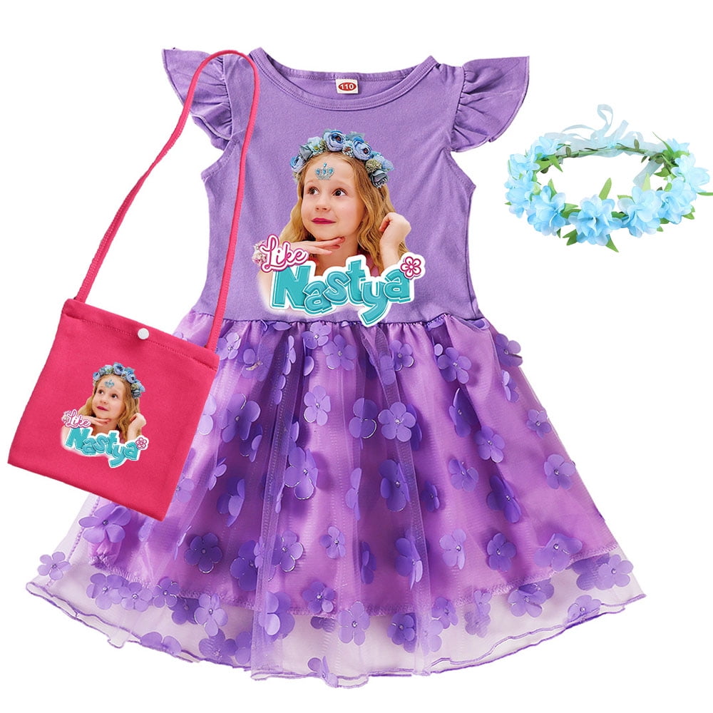 nastya birthday dress Movie Like Show Kids Baby Girls Petal Skirt with+Bag+Flower Garland Set Toddler Girls Halloween Party Set color:Daffodil Spring Outfits please contact with me Mrs Adefolake Kester's 80th