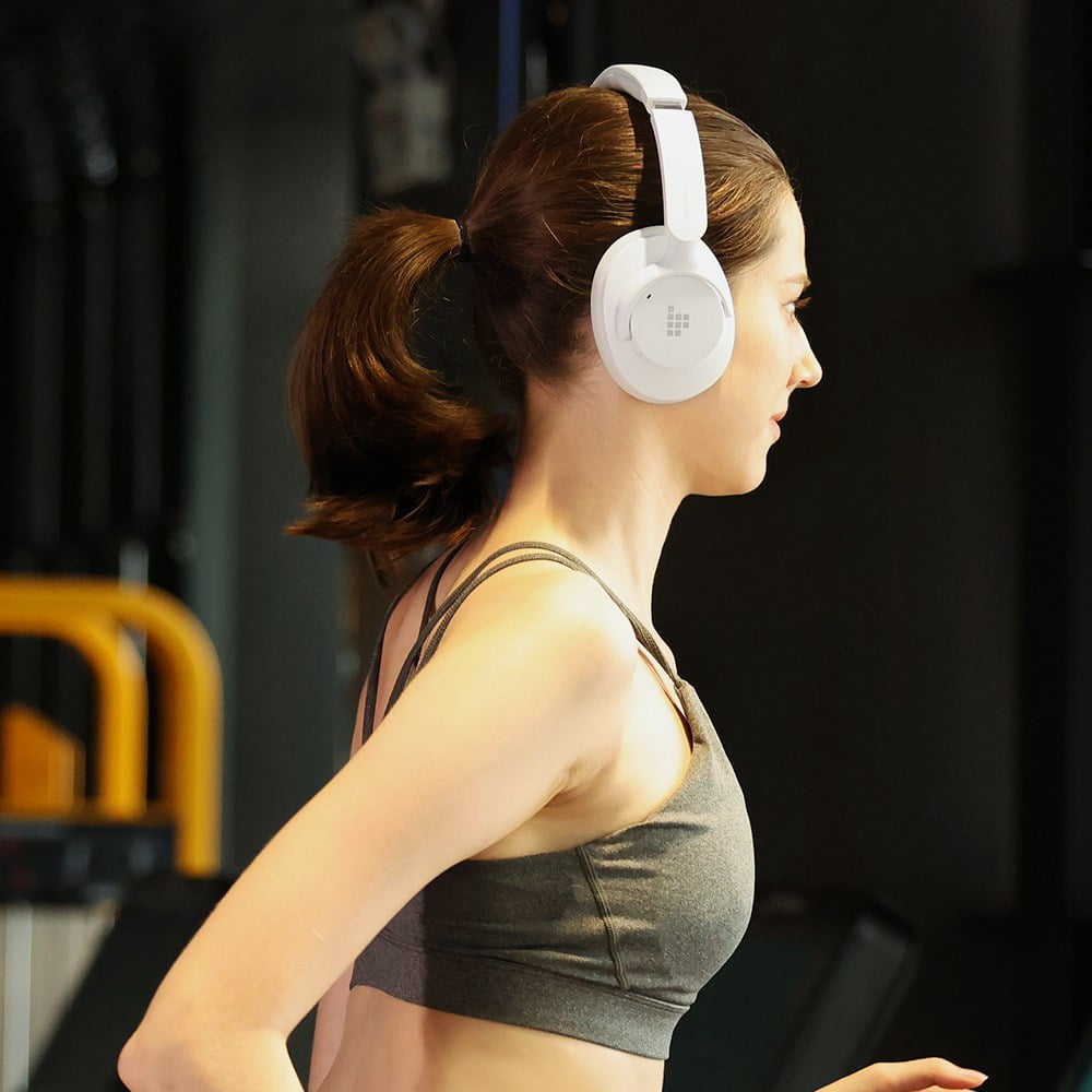 Hybrid ANC Headphones SOUNFII Q20S , Bluetooth 5.3, Hybrid Active Noise Cancellation, 60 Hours Playtime, Hi-Res Audio, 90° Swiveling Earpads, Pair with 2 Devices, App Control - White Tronsmart