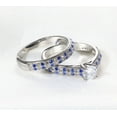 thumbnail image 7 of Matching Rings White Gold Plated Couple Rings 1CT CZ Wedding Ring Sets for Him and Her, 7 of 7
