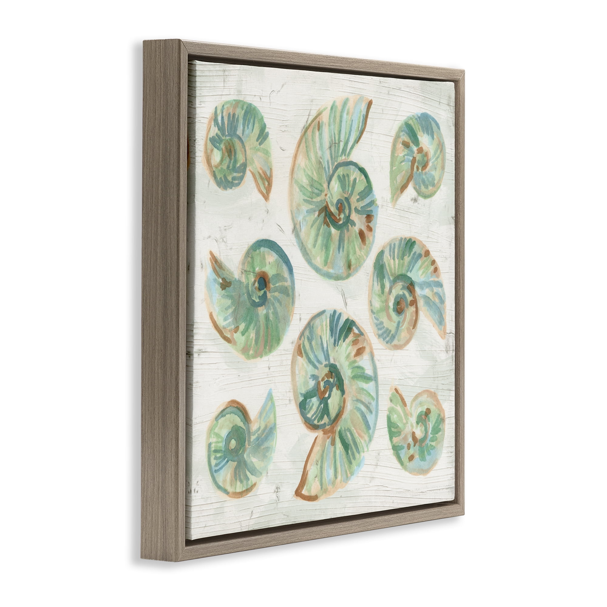 Stupell Industries Organic Saltwashed Shells Brown Framed Floater Canvas Wall Art, design by June Erica Vess