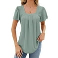 thumbnail image 2 of Womens Tops for Summer Ruffle Sleeve Tunic Blouse Pleated Flowy Dressy Casual Shirts Shermie, 2 of 6