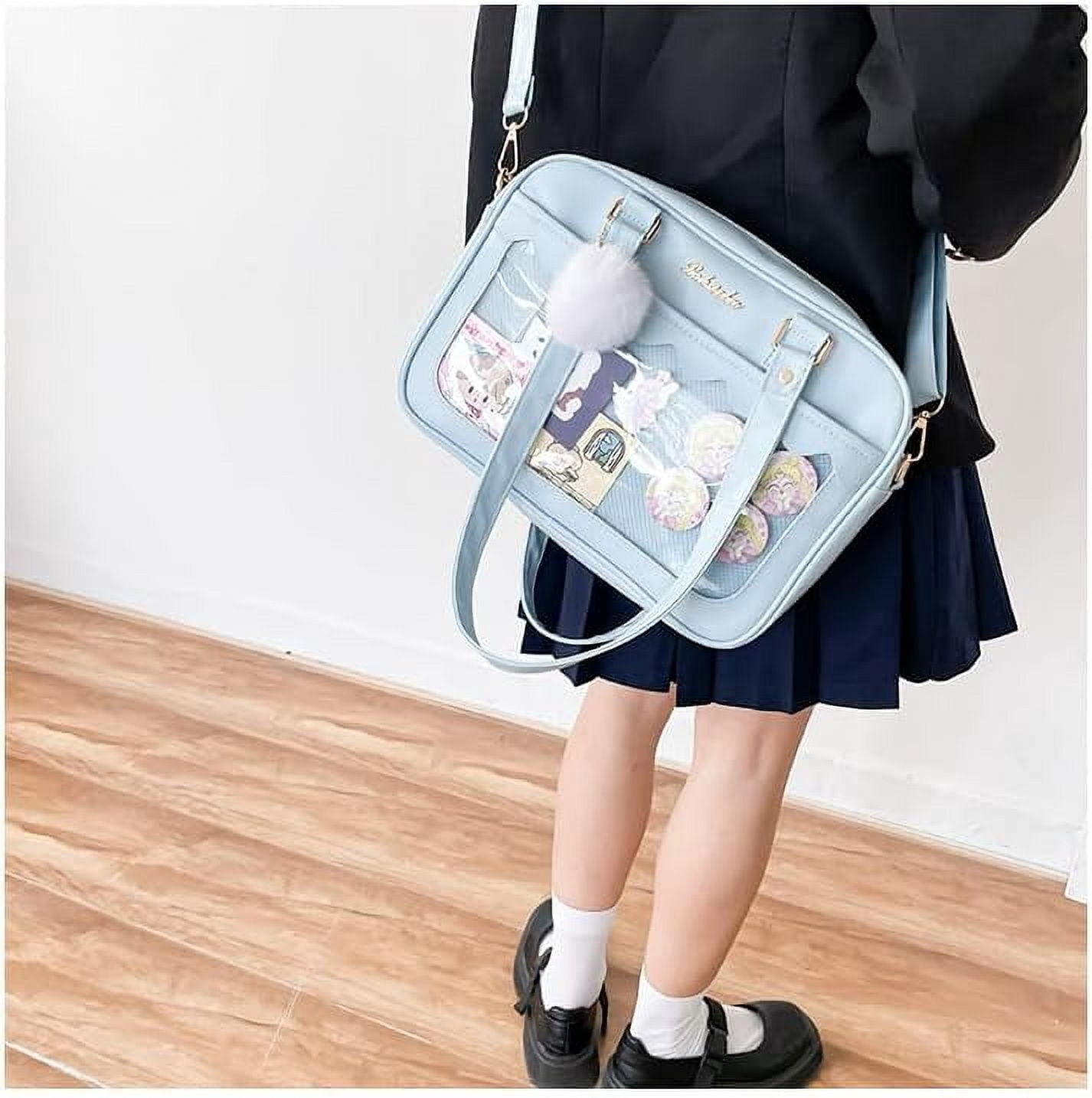 JUYGO Clear Aesthetic Bag Ita Bag Cute Messenger Bag Crossbody Bag for Women JK Tote Purse