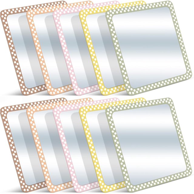 10 Pcs Small Mirrors 6 x 6 Inch Square Shatter Proof Mirrors for Kids Toddler Looking Glass Plastic Reflector for Classroom DIY Craft Preschool Facial Expression(Earth Colors)