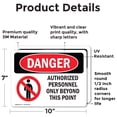 (2 Pack) Authorized Personnel Only Beyond This Point OSHA Danger Sign ...