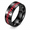 Black, variant on Unisex Baseball Stitch Band Ring in Stainless Steel with a Curving Red Seam Pattern, US Sizes 7-13, Sporty Casual Birthday Gift for Players and Coaches