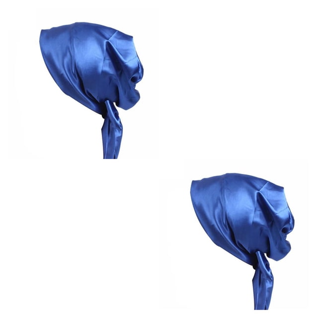 sweethay Gorro de pelo estampado para mujer, gorro de moda para la cabeza, pañuelo para la cabeza, gorro para dormir, envolturas para el pelo Azul real 2Conjunto