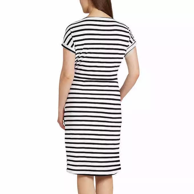 Chaps Women's Crewneck Super Soft Jersey Belted T-Shirt Mini Dress (White, 2X)