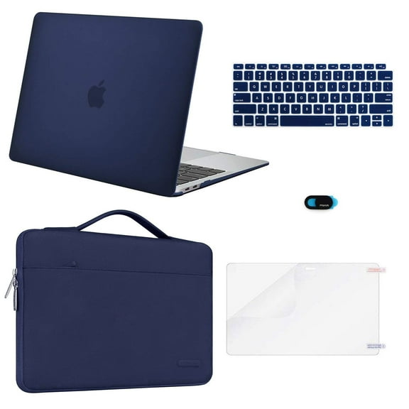 Mosiso 5 in 1 New Macbook Air 13 Inch Case A2337 M1 A2179 2020 Release, Hard Case Shell Cover&Sleeve Bag for Apple MacBook Air 13'' with Retina Display andTouch ID, Navy Blue