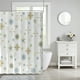 thumbnail image 1 of Cortina de ducha de plástico impermeable con ganchos, diseño de peces y flores azules, ideal para decoración de baños y habitaciones., 1 of 6
