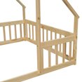 thumbnail image 5 of Full Size Floor Bed, Wooden House-Shaped Bed Frame with Guardrails, Roof, Multifunctional House Bed Frame for Toddlers, Kids, Girls, Boys, Teens, Adults, Natural, 5 of 9