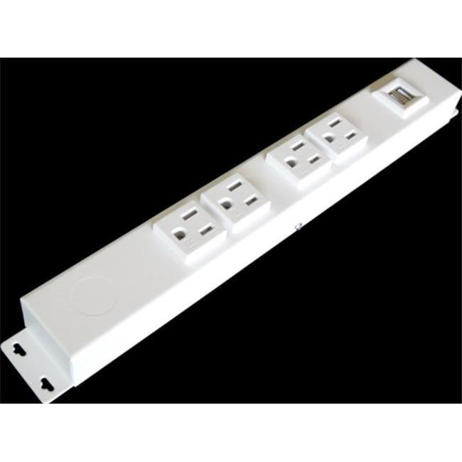12 in. 4 TR Outlet Hardwired Plug Strip, USB, White
