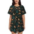 thumbnail image 1 of Fotbe Deers In The Forest Conjunto de Pijama Estampado para Mujer, 2 Piezas, Ropa de Dormir con Camiseta de Manga Corta y Shorts Suaves-Large, 1 of 6