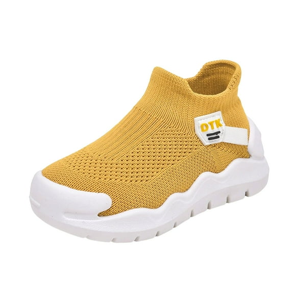 adviicd Kids Shoes Boys Boys' Sneakers Fashion All Season Children Boys Sports Shoes Flat Thick Bottom Lightweight Non Toddler Running Shoes (Yellow,5.5-6 Years)