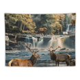 thumbnail image 5 of JRXY Autumn Cabin Tapestry Bear Waterfall Tapestries Moose Deer Fall Landscape Wildlife Animal Hunting Rustic Forest Country Nature Wall Hanging For Bedroom Dorm Living Room Wall Art Decor Painting, 5 of 6