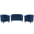 thumbnail image 1 of Modern Contemporary Urban Design Living Room Lounge Club Lobby Armchair and Loveseat Sofa Set, Velvet Fabric, Navy Blue, 1 of 6
