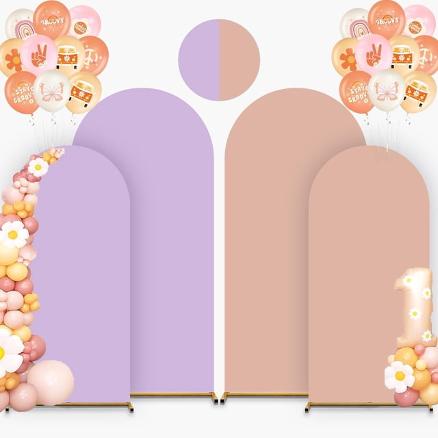 Set de 2 fundas para arco de boda Psasrm, nude y lavanda, 183-220 cm