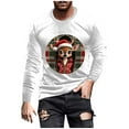 thumbnail image 3 of Visit the JURANMO Store Men's Big and Tall Fall Tee Tops Christmas Hat Graphic Long Sleeve Round Neck T Shirts Trendy Xmas Tees White S, 3 of 6
