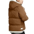 thumbnail image 3 of Unisex Loose Hooded Cotton-Padded Jacket, Coffee Brown, Size XL, 3 of 4