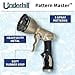 Underhill Pattern Master Gold Series Garden Water Hose Nozzle Sprayer Head, 3/4-Inch Thread Inlet, Jet Attachment 8 Spray Patterns, NG200-8S