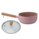 thumbnail image 1 of Olla para leche con mango de madera, de aleación de aluminio, multifuncional, de fondo plano, para salsa de fideos, para el hogar, cocina, restaurante, color rosa, con tapa, 1 of 15