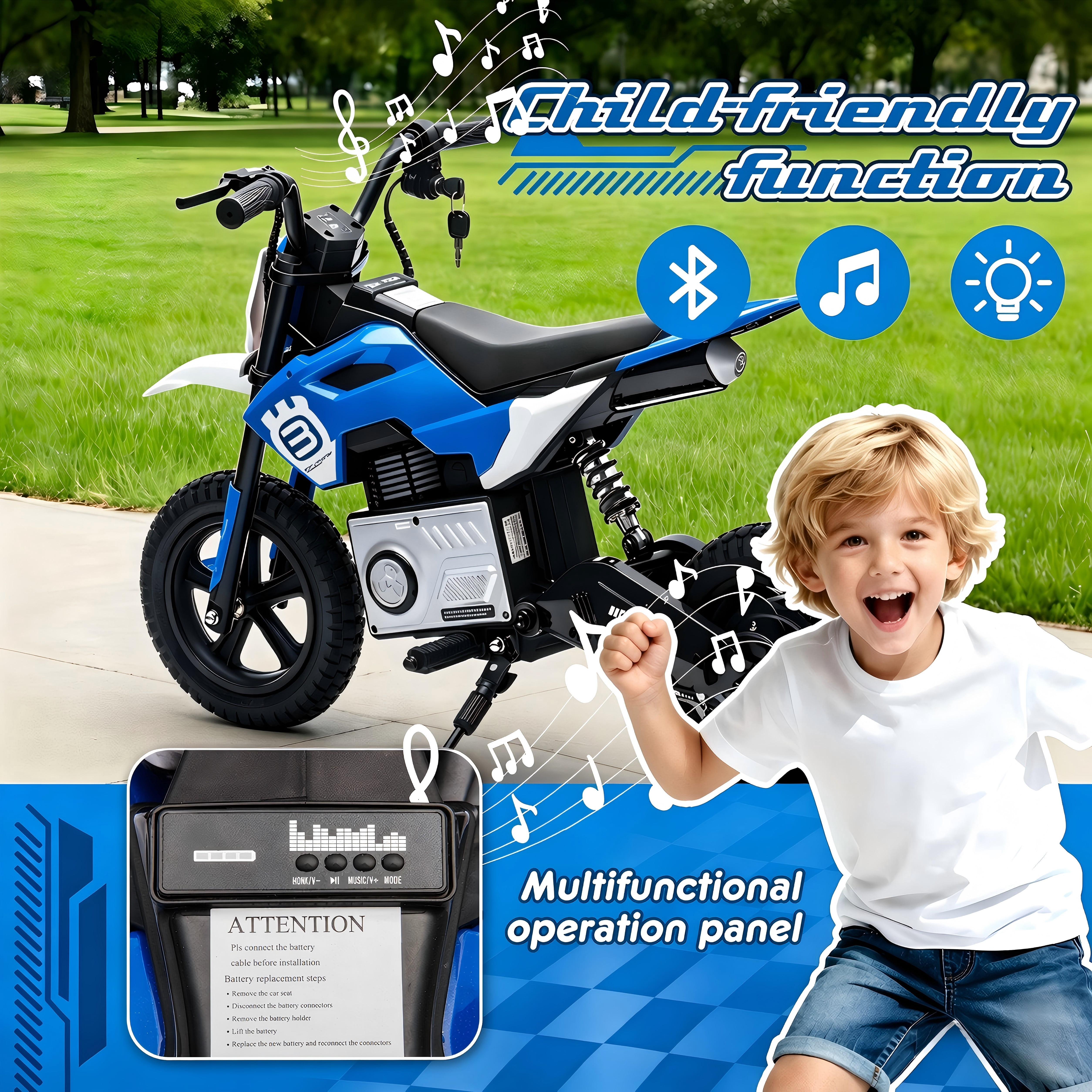 24V Electric Dirt Bike for Kids 5-12, SHINPT Ride On Toys for Kids 5-12, Toddler Motorcycle with 200W Motor, Speeds 3.11-9.32MPH, Electric Toy Motorcycle with Rear Shock Absorber, LED Lamp, Music