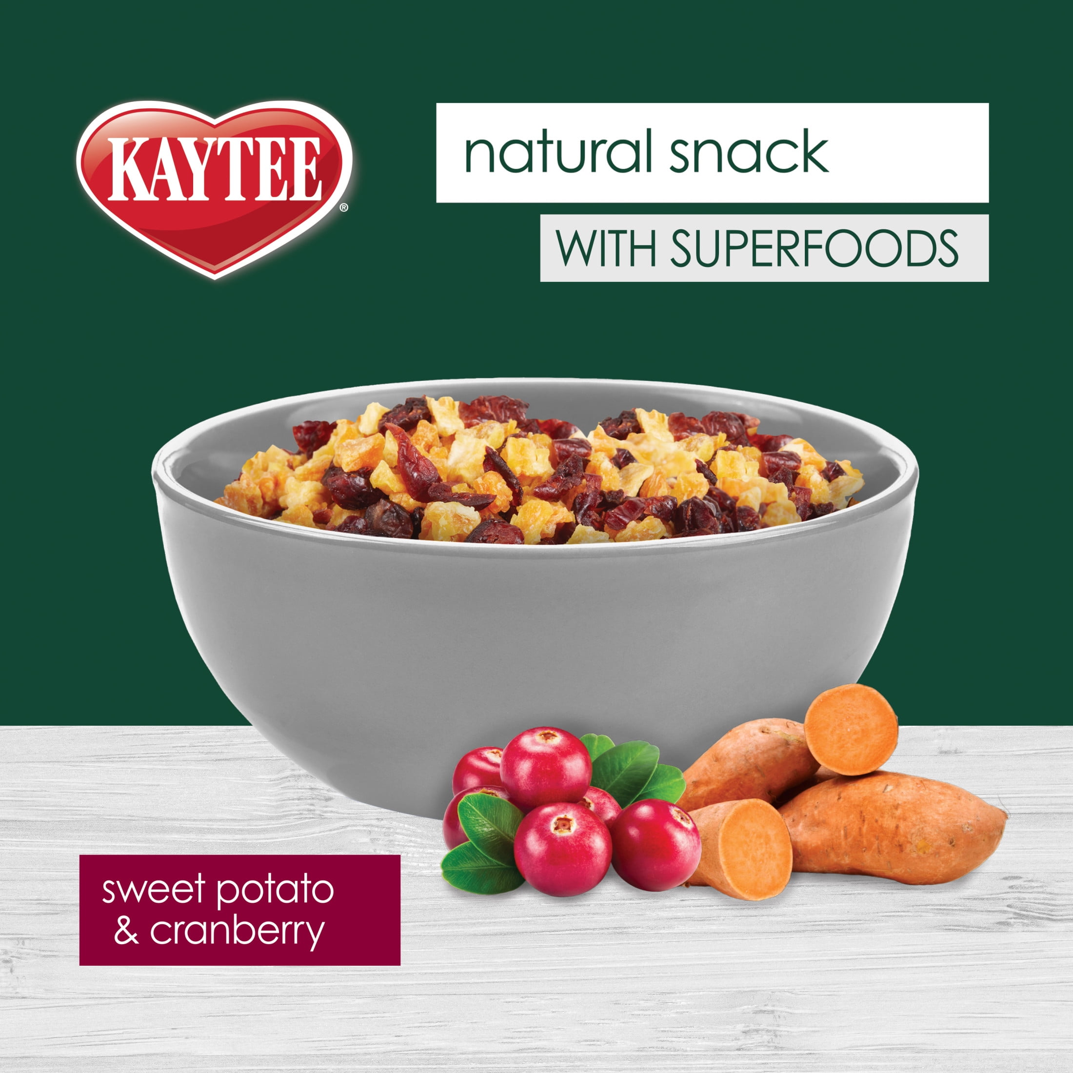 (3 pack) Kaytee Natural Dry Snack for Small Animals, Sweet Potato & Cranberry Treat or Topper, 3 oz