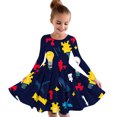 thumbnail image 1 of Odeerbi Niñas Vestido de Patinadora Floral Acampanado Vestidos de Princesa 4-14 Años Niñas Vestido de Patinadora Cuello Redondo Vestido de Manga Larga, 1 of 4