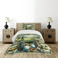 thumbnail image 4 of Ambesonne Golf Themed Quilted Bedspread Set 2 Pcs, Classicism Painting, Twin Size, Fern Green Blue and Mustard, 4 of 5
