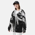 thumbnail image 3 of Balery Fluid Black White Paint Swirls Sudadera ligera de manga larga con capucha y protección solar UPF 50+ para hombre y mujer, ideal para pesca y running-Small, 3 of 7