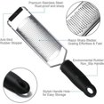 thumbnail image 4 of Grater - Professional Kitchen Lemon Zester for Lemon, Ginger, Garlic, Nutmeg, Chocolate, Vegetables - Razor Sharp Stainless Steel Blade with Protective Cover (Black), 4 of 5