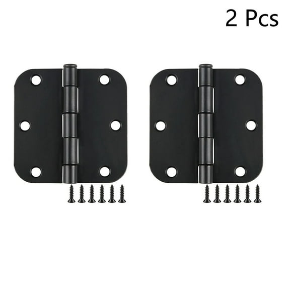 2/10/20/30pcs Round Matte Black Door Hinge 3.5inch 5/8" Radius Internal3 1.0/2inch Flat Iron Dual Folding Residential Standard Bedroom Indoor Door31⁄2"x 31⁄2" Hardware Control