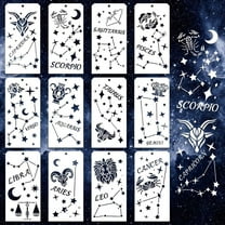 1set 12pcs 12 styles PET Hollow Out Drawing Painting Stencils for Scrapbook Photo Album Constellation 240x120mm 1pc/style