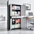 thumbnail image 2 of Metal Garage Storage Cabinet with Lockable Doors and Adjustable Shelves, 71" H Tool Cabinet for Home, Office, Warehouse, Black Grey, 2 of 6