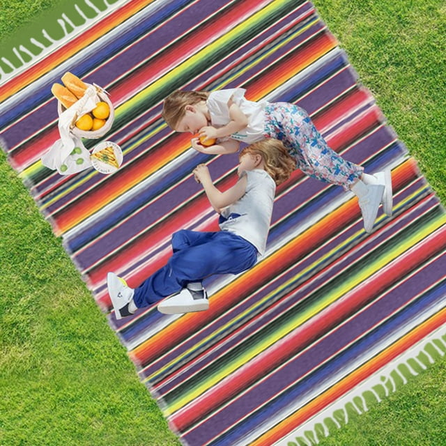 Vaidha Nappe Chemin de Table Couverture Tissée Multifonctionnelle Couverture de Camping Couverture de Pique-Nique Adaptée pour Maison Extérieur École Bureau