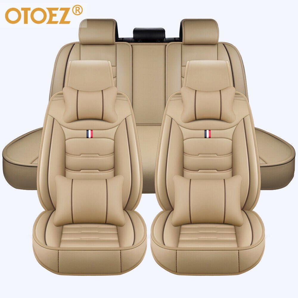 OTOEZ Car Seat Covers Full Set Leather Front and Rear Bench Backrest