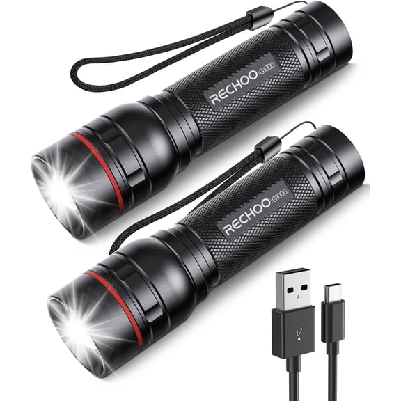 Rechargeable s High Lumens, 2 Pack G1000 Super Bright Flash Light, Small Led Tactical with 3 Lighting Modes, Portable s for Camping Home (Battery Included)