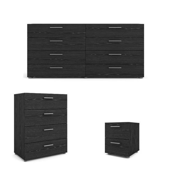 Home Square 3-Piece Scandinavian Engineered Wood Black Woodgrain