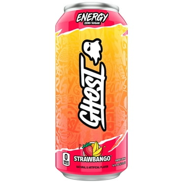 GHOST® ENERGY Zero Sugars Energy Drink, Strawbango, 200mg Natural Caffeine, 16 fl oz Can
