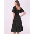 thumbnail image 3 of DARING DIVA Women's Boho Square Neck Short Sleeve Flowy Midi Dresses XL Black, 3 of 6