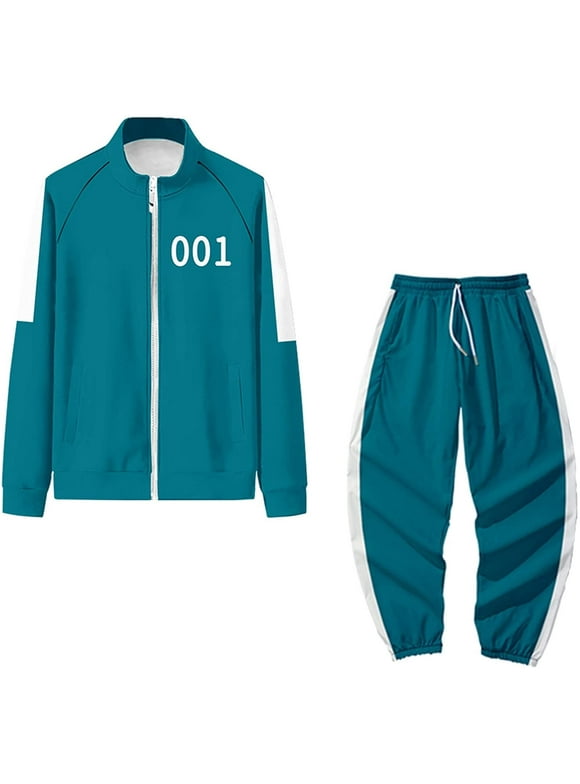 Kids Squid Game Cosplay Costume Sweatshirts and Sweatpants 2 Piece Outfit 001 456 067 Long Sleeve Tracksuit Jacket