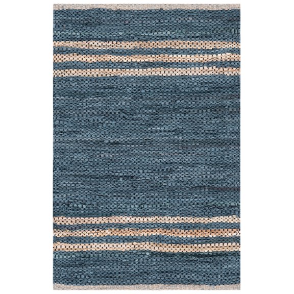 SAFAVIEH Vintage Leather Grace Striped Area Rug, Blue/Beige, 3' x 5'