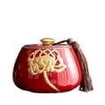 thumbnail image 1 of Ceramic Tea Storage Containers with Golden Lotus Pattern and Tassel Decoration, Vintage Chinese Style Tea Jar Tea Leaves Sealing Can Storage Can for Chocolate, Sugar, Spices, 1 of 6