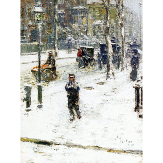 "Snowstorm, Fifth Avenue-Hassam - CANVAS or PRINT WALL ART"