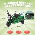 thumbnail image 7 of Track Seven 12V Kids Ride on Car, Electric 3-Wheel Cargo Truck with Large Storage Space, LED Lights, Music, Electric Trike Ride on Toy for Kids Aged 3+, Green, 7 of 7