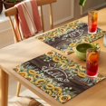 thumbnail image 4 of Sunflower Placemats Set of 4 Yellow Summer Botanical Flowers Wooden Place Mats Indoor Wipeable Table Mats Washable Cloth Dining Table Placemats for Kitchen Holiday Party Home Decor 13x19 Inch, 4 of 9