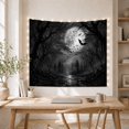 thumbnail image 5 of Moon Stars Nighttime with Forest Monochromatic Dominated Blacks, Spooky Gothic for Gothic Decor Fans, Dark Art Decor, Halloween Gift, Tapestry Wall Hanging for Bedroom and Dorm, 5 of 7