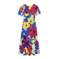 thumbnail image 3 of Pisexur Robe à Manches Courtes Col Rond Mode Femme Robe Imprimée Col Rond Blouse Femme en Solde, 3 of 4