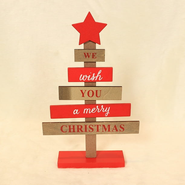 Wooden Tabletop Christmas Tree, Standing Wooden Slat Tree for Xmas ...